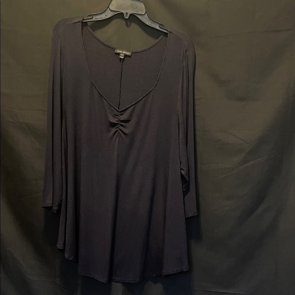 Lane Bryant Navy Bue V-Neck Blouse